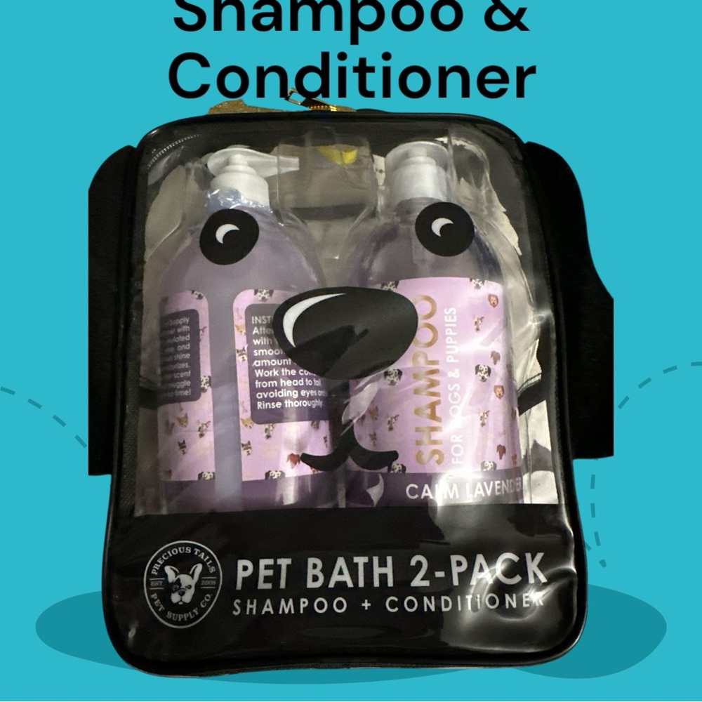 Precious Tails Shampoo & Conditioner Set w/ puppy bag & key chain NEW 1000ml ea